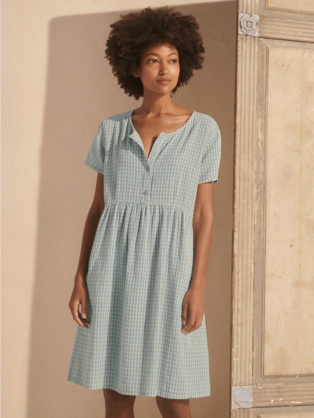 Poetry 100% Cotton Light Blue and White Gingham Dress Size 14